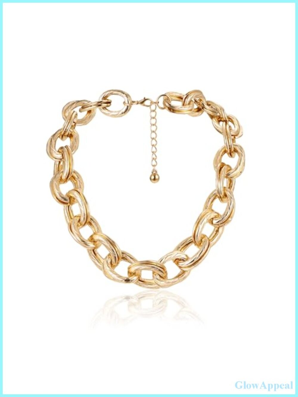 Chunky Double O Link Choker Necklace Gold Plated Adjustable Statement